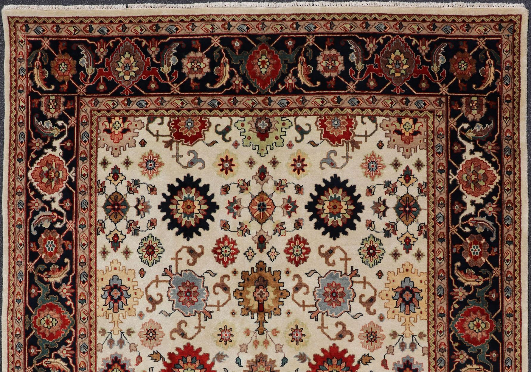 All Over Pattern Hand-Knotted Reproduction Sultanabad-Mahal Design For Sale 6