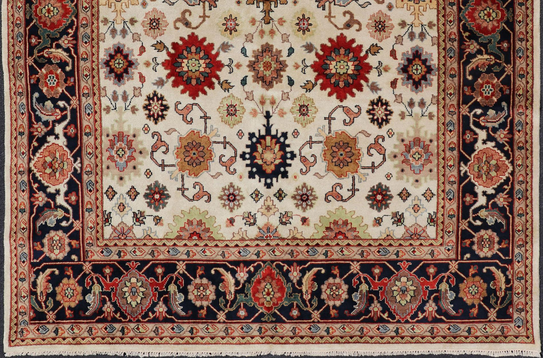 All Over Pattern Hand-Knotted Reproduction Sultanabad-Mahal Design For Sale 8