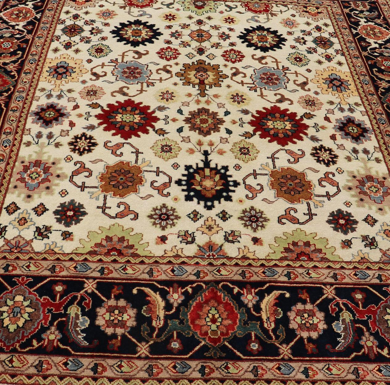All Over Pattern Hand-Knotted Reproduction Sultanabad-Mahal Design For Sale 12