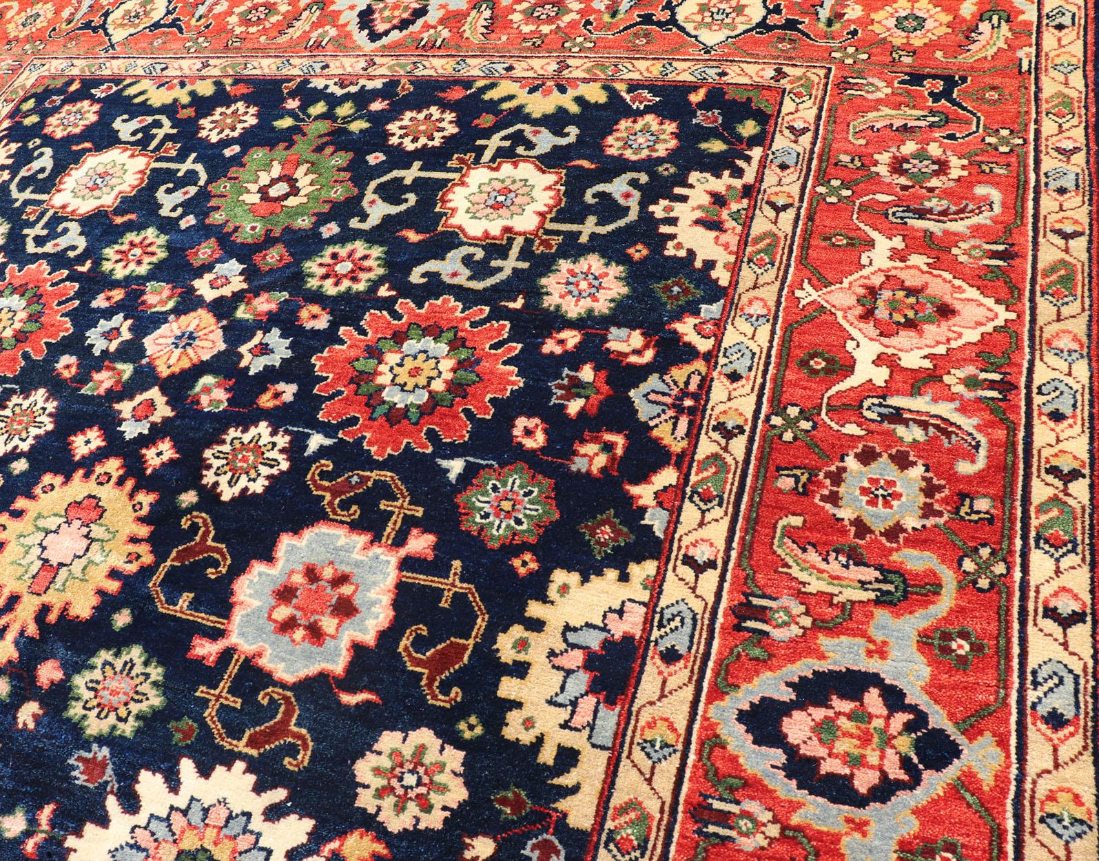 Wool Keivan Woven Arts Sultanabad-Mahal Design in All-Over Floral Hand-Knotted Carpet For Sale
