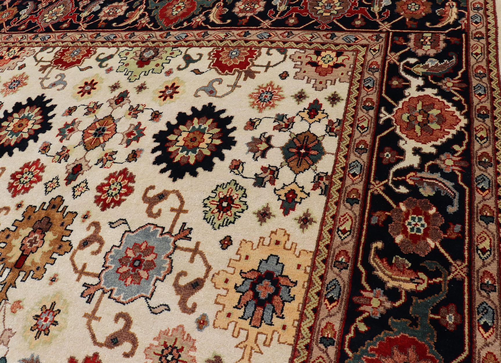 All Over Pattern Hand-Knotted Reproduction Sultanabad-Mahal Design For Sale 3