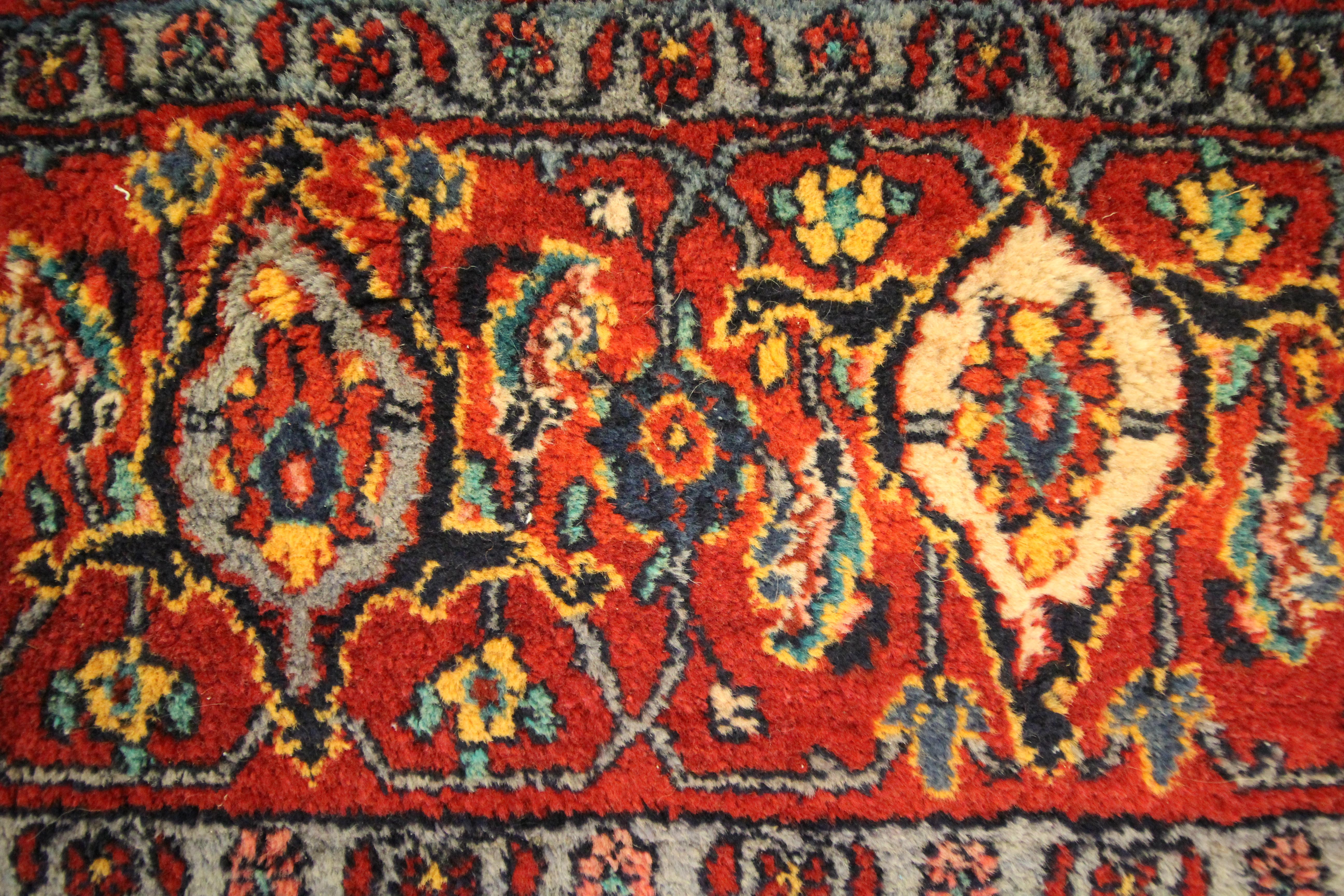 Mid-20th Century All over Red Oriental Area Rug Handmade Traditional Geometric Carpet For Sale