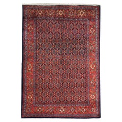 All over Red Oriental Area Rug Handmade Traditional Geometric Carpet