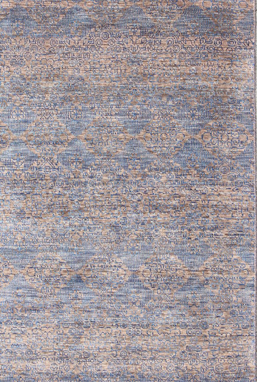 Rug/ IN-BAM-55970, Geometric Indian rug- 8'11 x 11'10. Keivan Woven Arts, 

This hand-woven Indian Transitional rug features a beautiful all over floral and geometric elements in blue highlights with brown background.

Measures: 8'11 x 11'10.