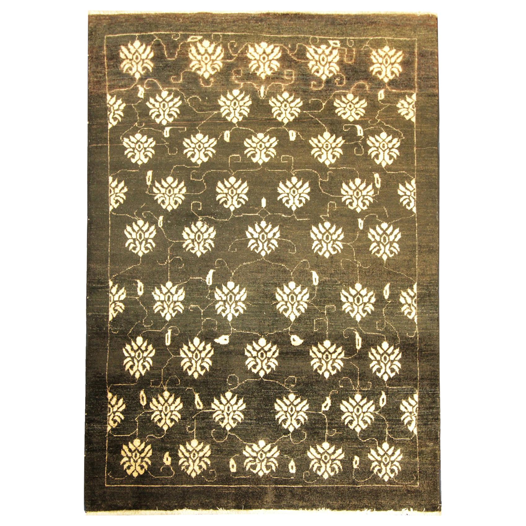 All Over Turkish Area Rug Traditional Carpet Oriental Brown Wool Rug