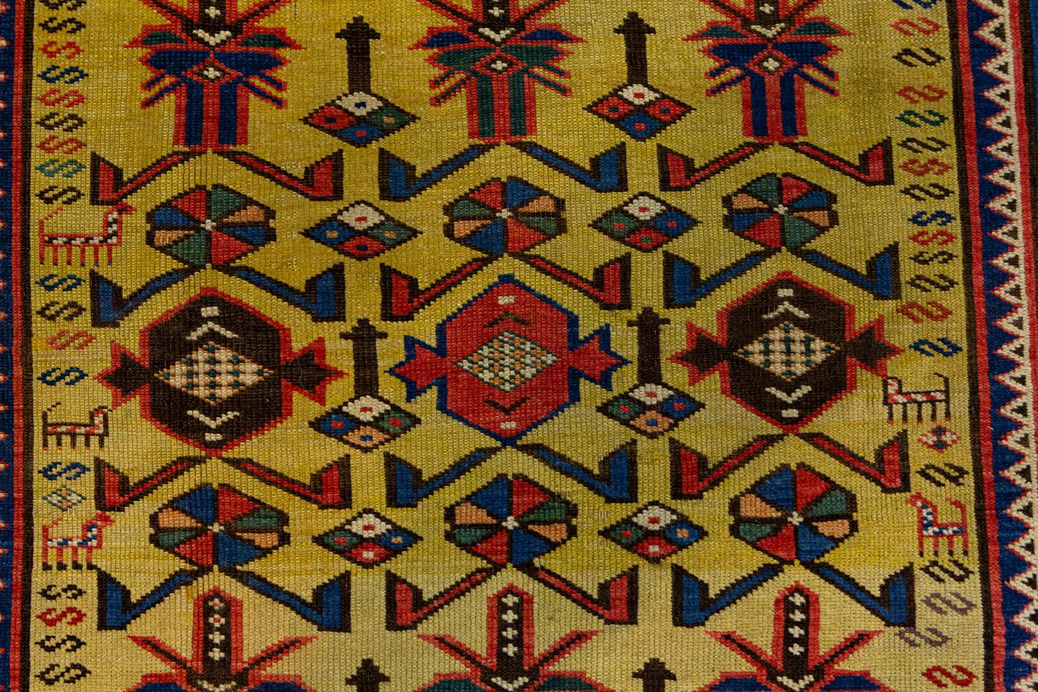 Alfombra Cuacasiana Kuba Rara Suelo Amarillo Caucásico en venta