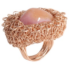 All Pink Cocktail Ring, Pink Agate, Pink Gold Loops Design by Sheila Westera