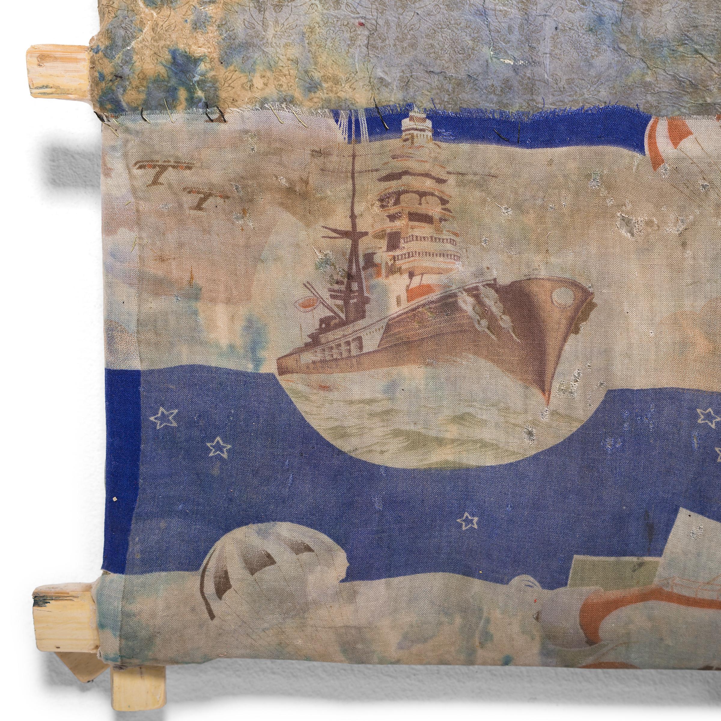 Chicago-based artist Michael Thompson creates unique kites crafted from split bamboo frames covered with stretched muslin and a collage of vintage Asian ephemera—including fragments of fabric, scrolls, drawings, and books collected during his