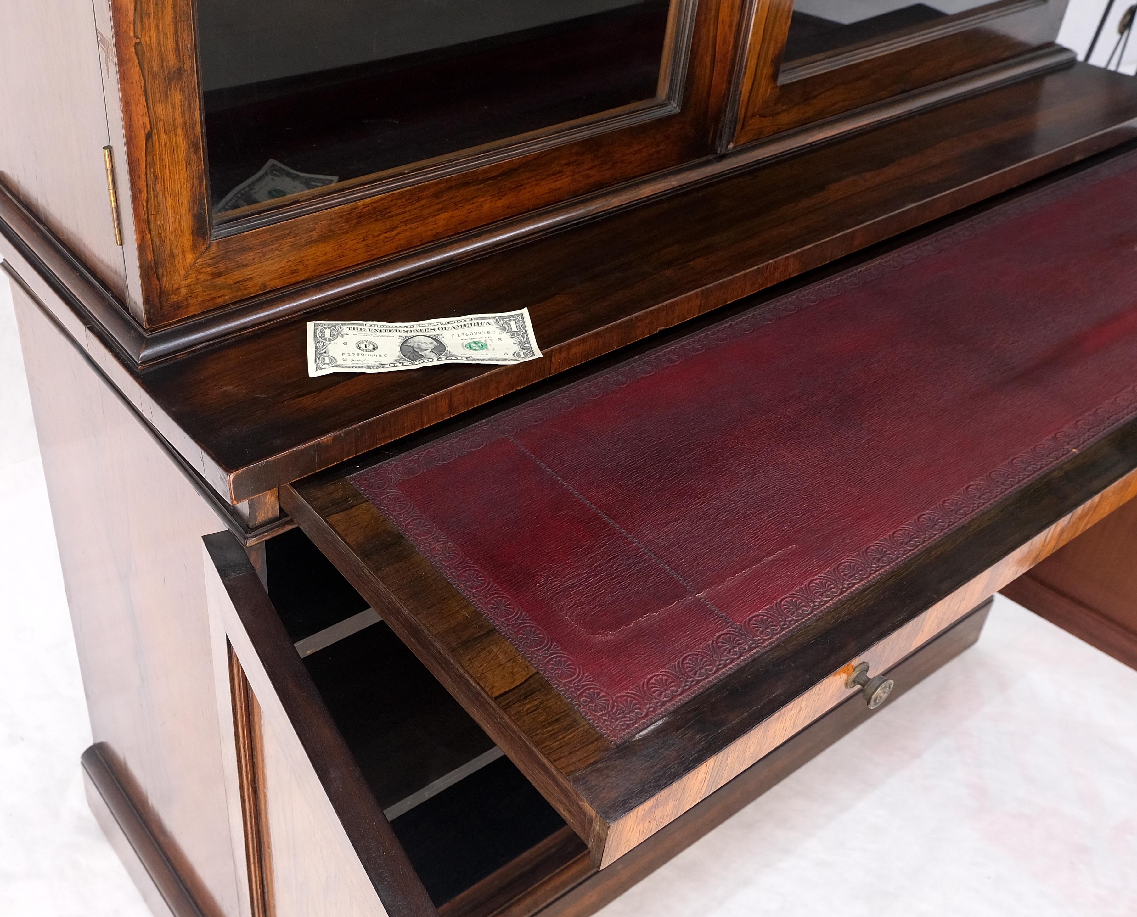 All Rosewood Double Glass Doors Adjustable Shelves Pull Out Desk Secretary MINT! For Sale 5