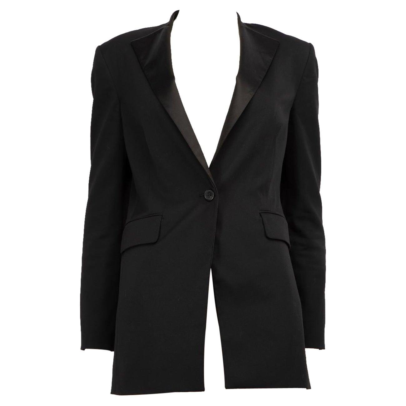 All Saints Blazer noir avec col en satin Taille XS en vente