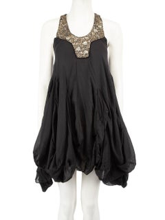 All Saints Black Embellished Neck Puffball Dress Size S