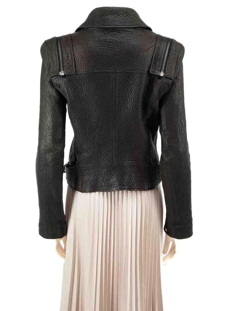 All Saints Black Leather Detachable Sleeves Biker Jacket Size M In Good Condition For Sale In London, GB