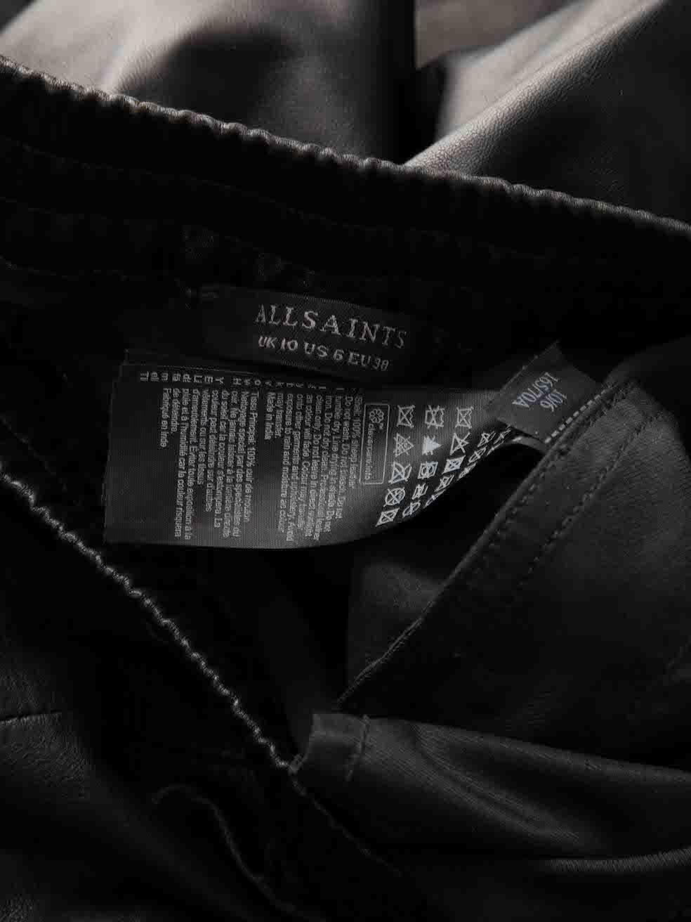 Women's All Saints Black Leather Jen Cuff Joggers Size M For Sale