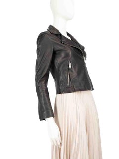 All Saints Black Leather Zip Biker Jacket Size XS