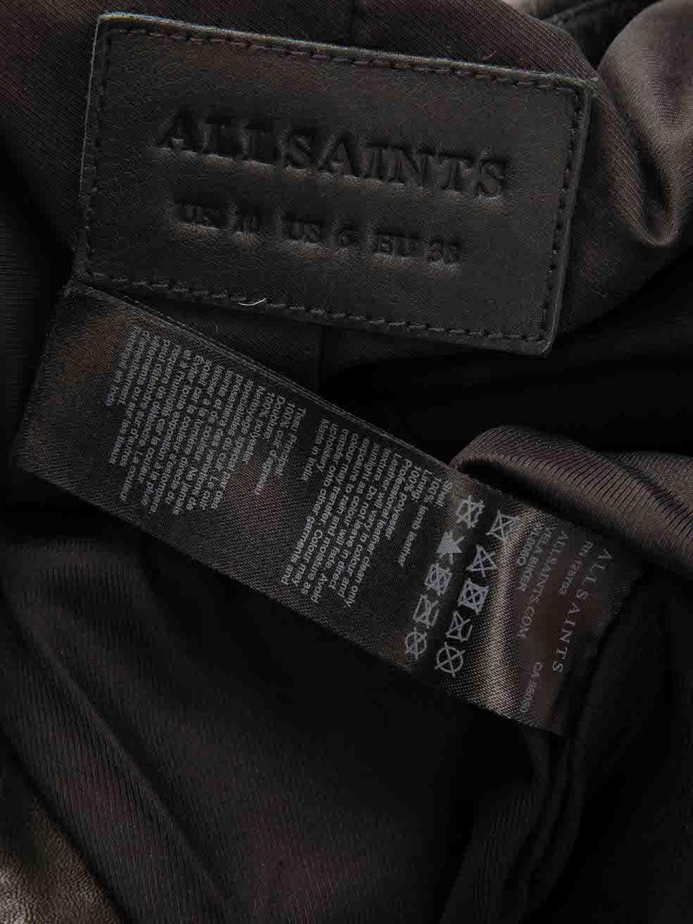 All Saints Black Leather Zipped Biker Jacket Size M For Sale 1