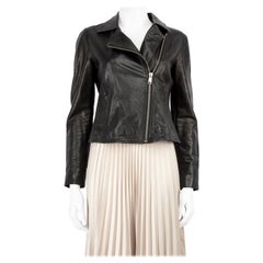 All Saints Black Leather Zipped Biker Jacket Size M