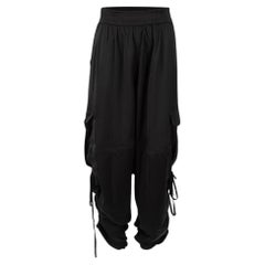 All Saints Black Ruched Crop Cargo Trousers Size M