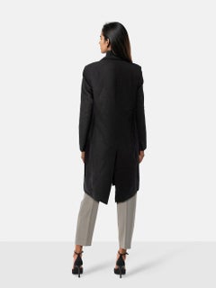 All Saints Black Wool Mae Ruffle Coat Size S