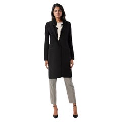 All Saints Black Wool Mae Ruffle Coat Size S