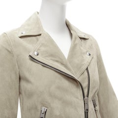 ALL SAINTS Dalby goat suede leather silver hardware classic biker jacket UK6 XS