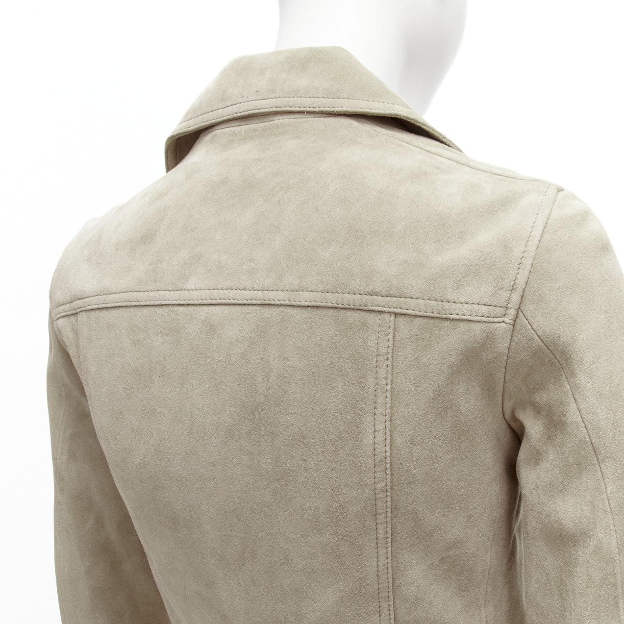 ALL SAINTS Dalby goat suede leather silver hardware classic biker jacket UK6 XS 2