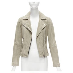 ALL SAINTS Dalby goat suede leather silver hardware classic biker jacket UK6 XS