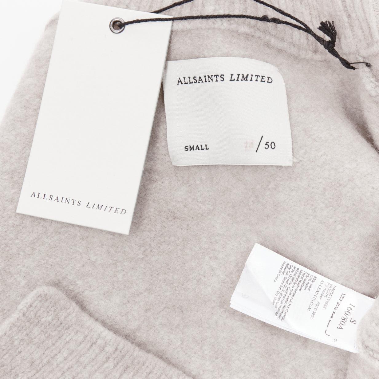 ALL SAINTS Naomi beige laine mélangée col bénitier à manches longues S en vente 4
