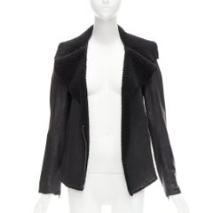 ALL SAINTS Nene black sheepskin leather shearling lined biker jacket UK8 S