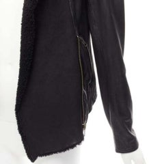 ALL SAINTS Nene black sheepskin leather shearling lined biker jacket UK8 S