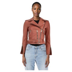 All Saints Terracotta Leather Balfern Biker Jacket Size XS