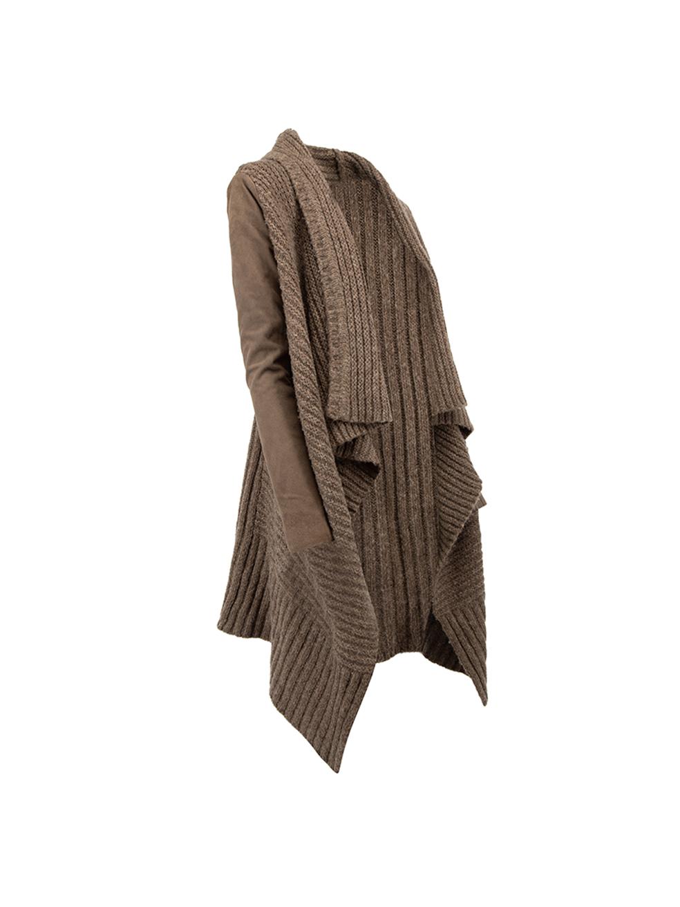 CONDITION is Very good. Hardly any visible wear to cardigan is evident on this used All Saints designer resale item. 



Details


Brown

Wool

Mid length knit cardigan

Drape hemline

Suede panel sleeves

Open front





Made in