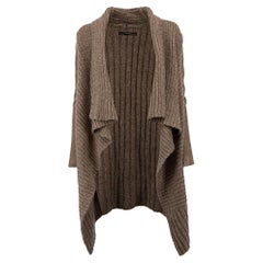 All Saints Women's Brown Suede Panel Wool Cardigan