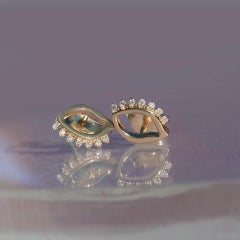 All Seeing Eye Diamond Stud Earrings in 14K Gold by Anastassia Sel Jewelry