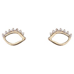 All Seeing Eye Diamond Stud Earrings in 14K Gold by Anastassia Sel Jewelry