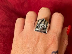 All Seeing Eye Triangle Ring in 18k White Gold