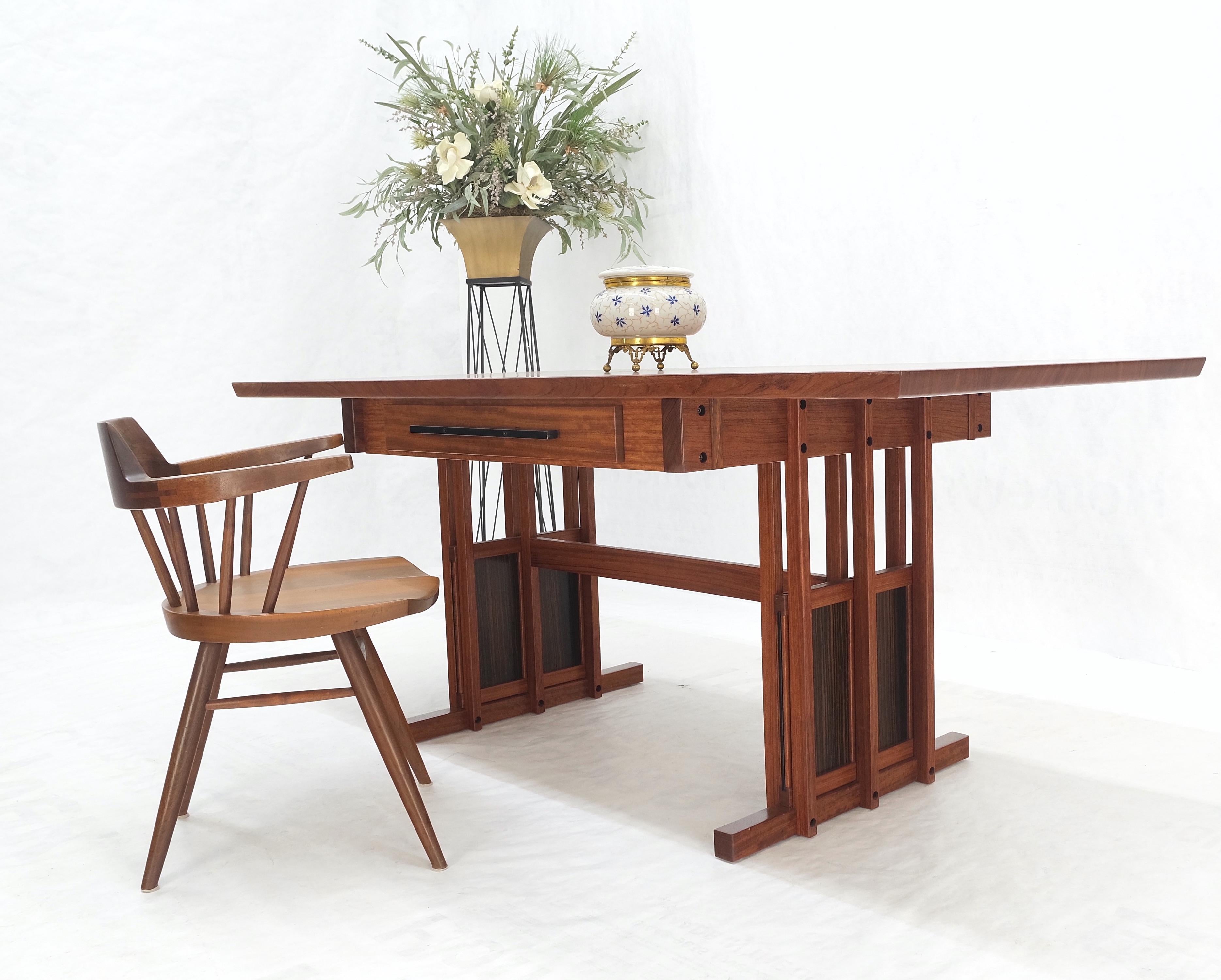 All Solid Teak Top and Base Architectural Studio Made Partners Desk Mint! For Sale 3