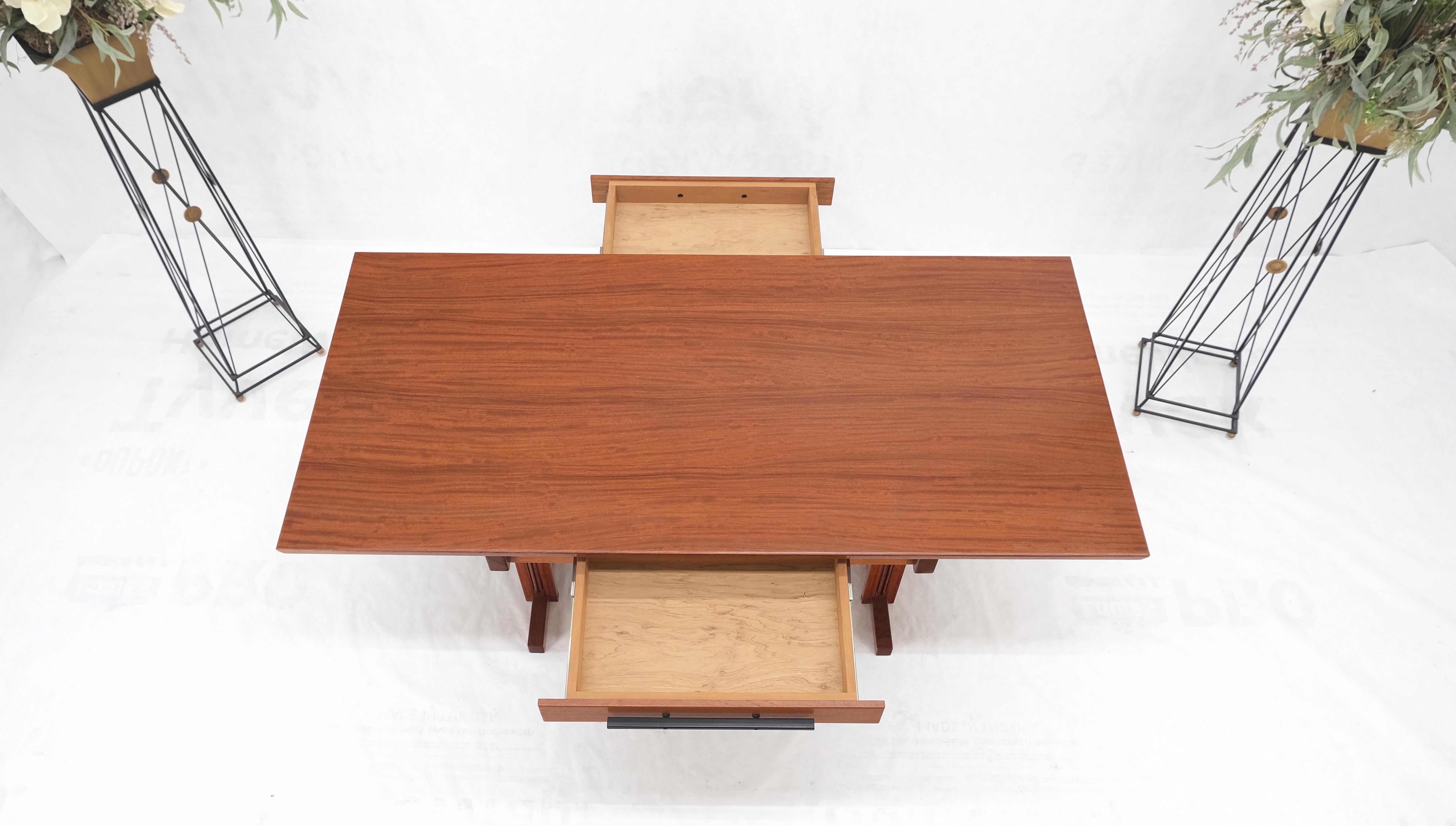 All Solid Teak Top and Base Architectural Studio Made Partners Desk Mint! For Sale 4