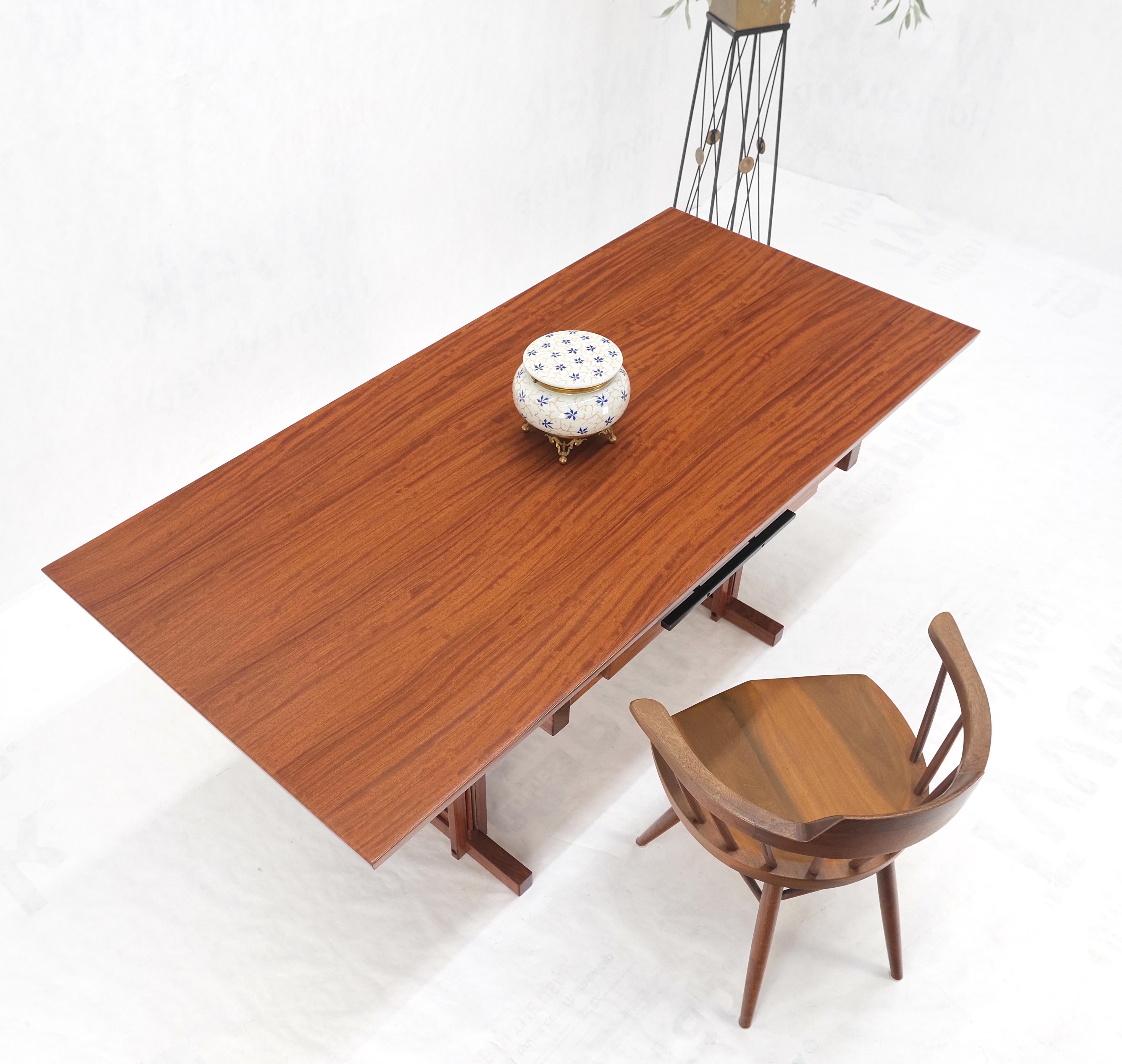 All Solid Teak Top and Base Architectural Studio Made Partners Desk Mint! For Sale 6
