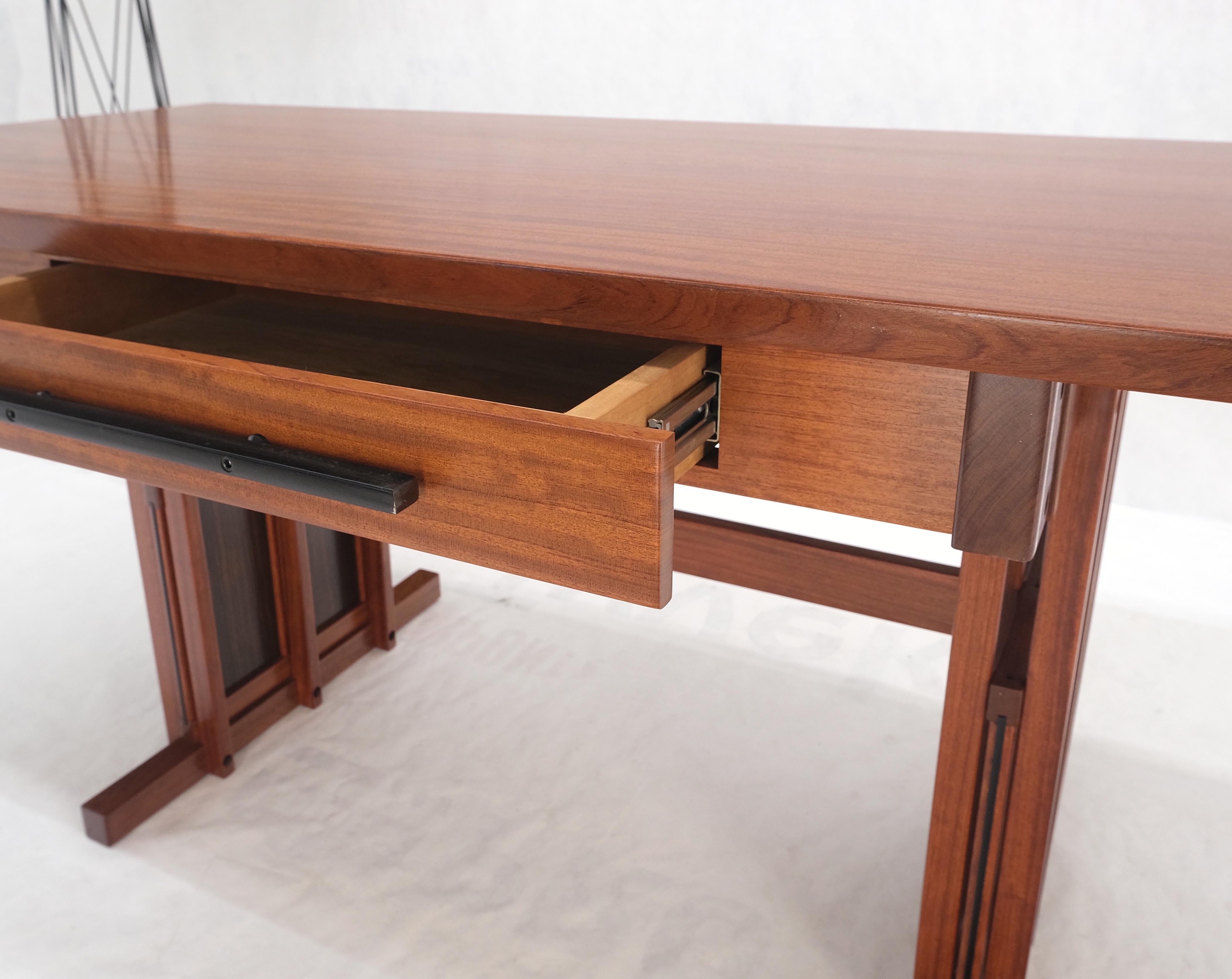 All Solid Teak Top and Base Architectural Studio Made Partners Desk Mint! For Sale 10