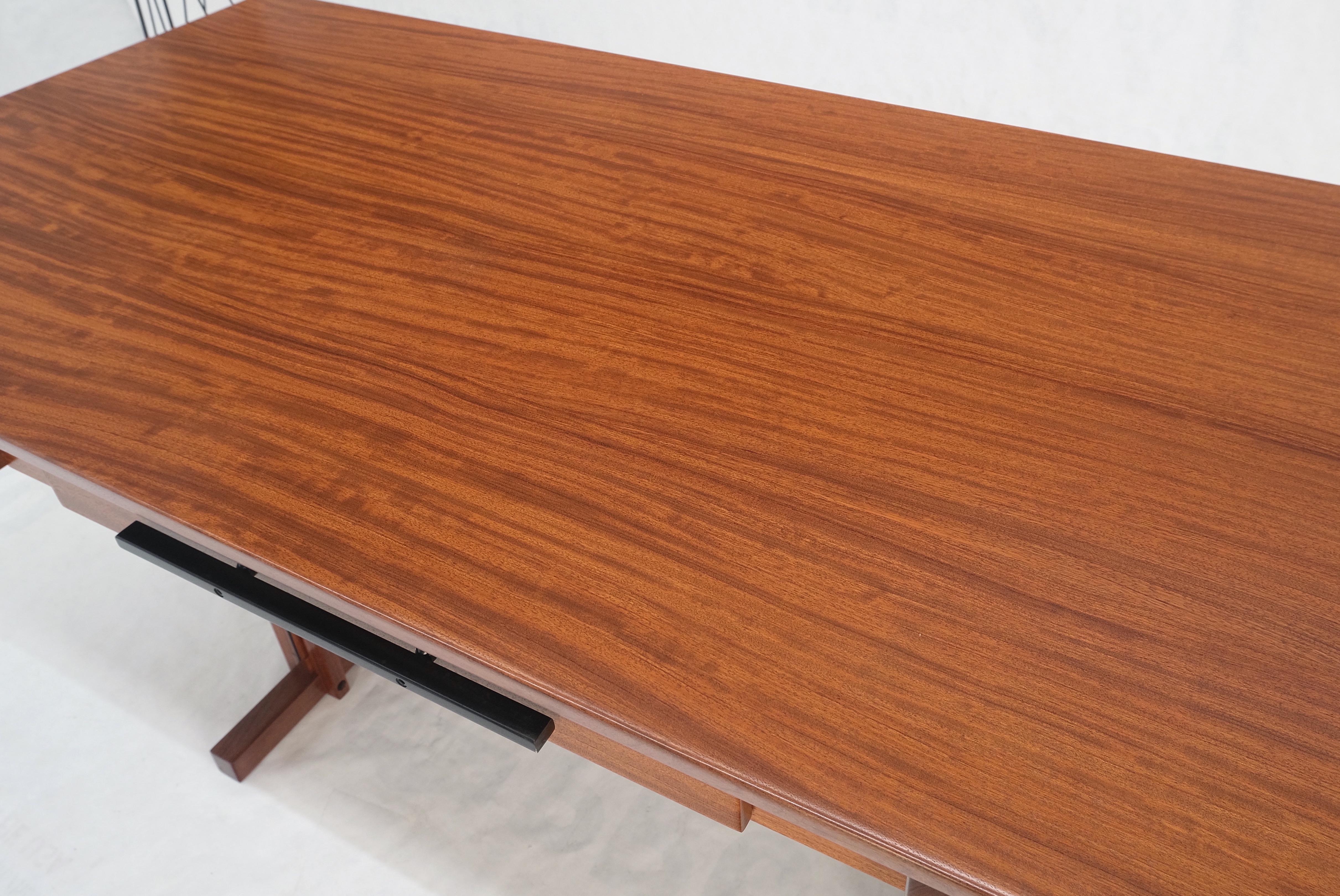All Solid Teak Top and Base Architectural Studio Made Partners Desk Mint! For Sale 11