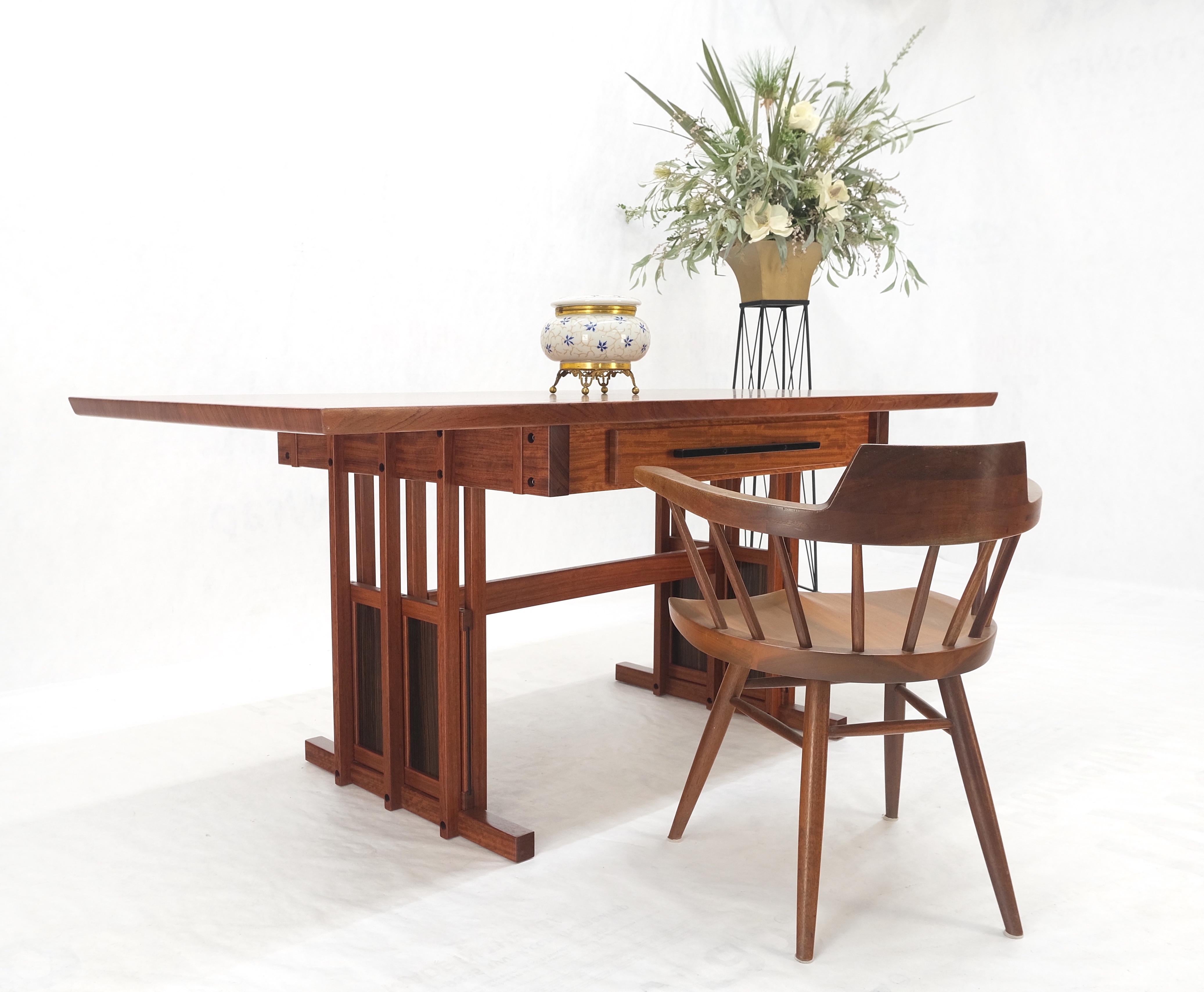 American All Solid Teak Top and Base Architectural Studio Made Partners Desk Mint! For Sale
