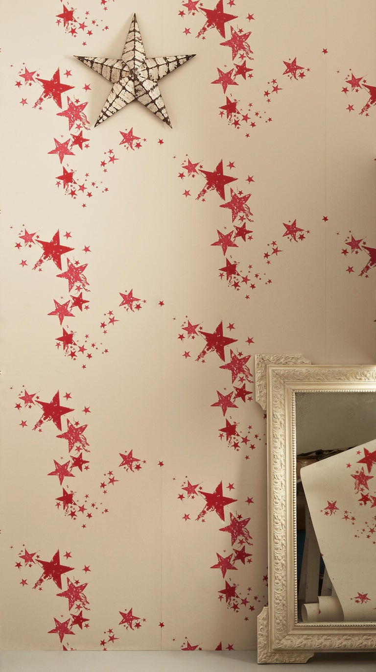 Paper 'All Star' Contemporary, Traditional Wallpaper in Gunmetal For Sale