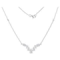 All Tariff Paid Pear Round 2.05Ct Diamond V Shaped Chain Halskette 14K Weißgold