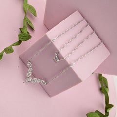 Natural Diamond Pear Oval V-Shape Pendant Necklace 18K White Gold Chain 2.05ct