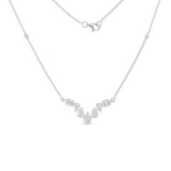 All Tariff Paid Pear Round 2.05Ct Diamond V Shaped Chain Halskette 18K Weißgold