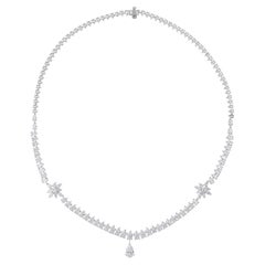 All Tariff Paid SI/H 10.34 Carat Diamond Necklace 14Kt White Gold Gift for Her