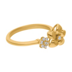 All Tariff Paid SI/H Round Diamond Floral Open Cuff Ring 18 Karat Yellow Gold