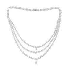 All Tariffs Paid 24.19Ct Diamond Multi Strand Wedding Necklace 14k White Gold