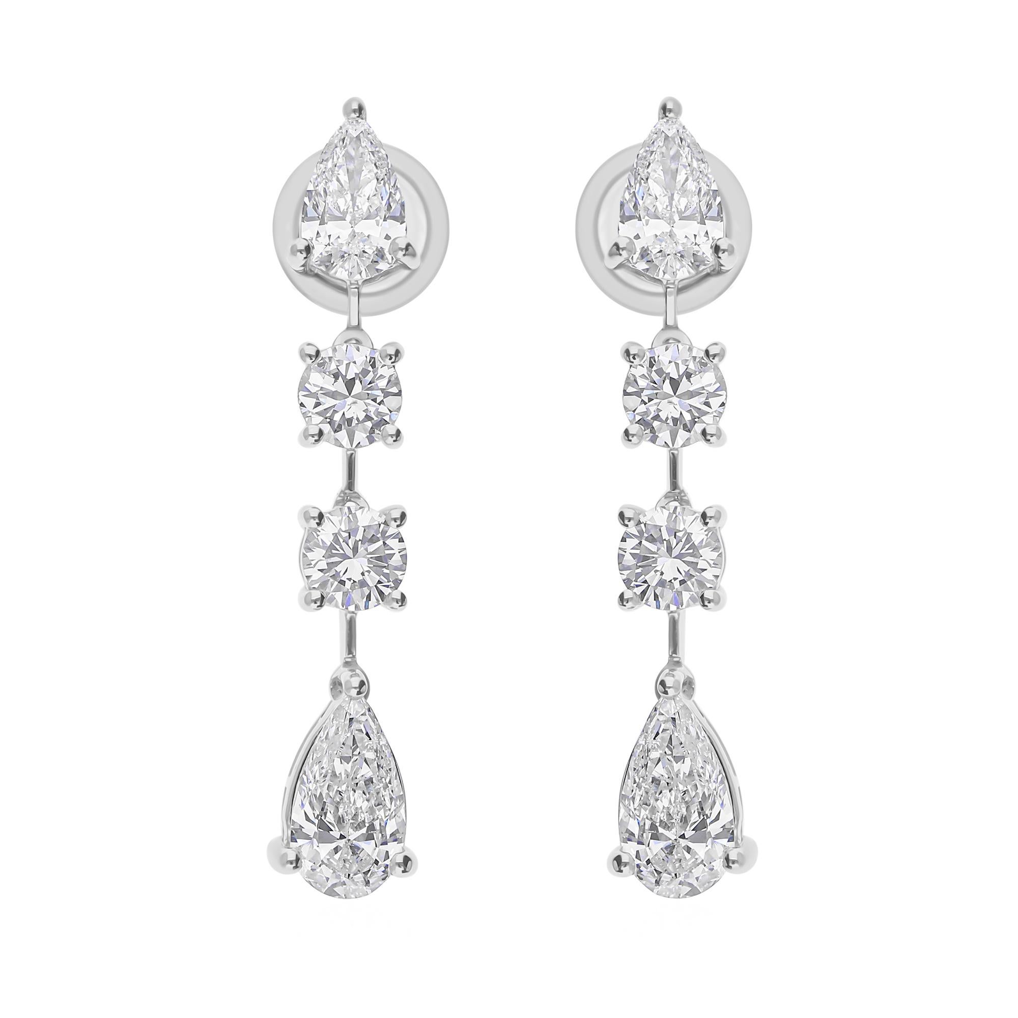 All Tariffs Paid 3.05 Carat Mixed Cut Diamond Drop Earrings 18 Karat White Gold Pour femmes en vente