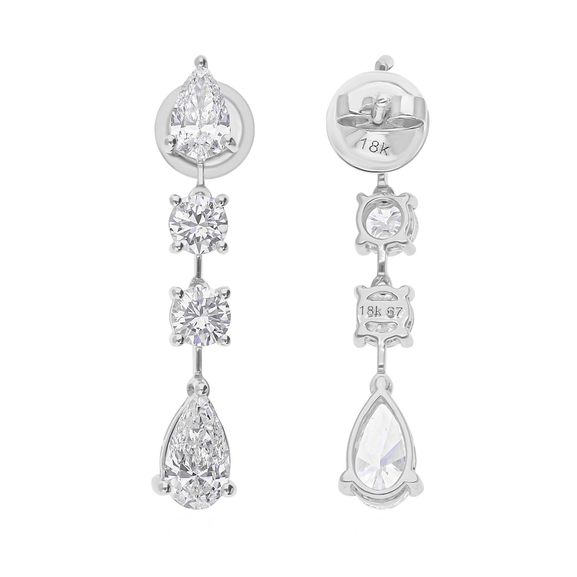 All Tariffs Paid 3.05 Carat Mixed Cut Diamond Drop Earrings 18 Karat White Gold en vente 1